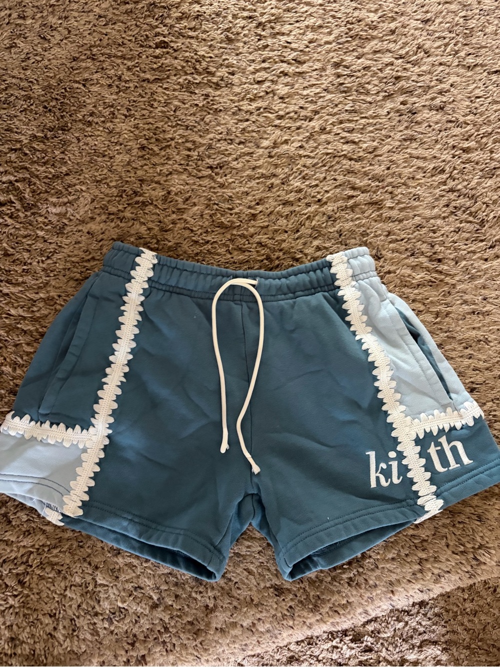 Kith Teal and Light Blue Girls' Drawstring Athletic Shorts